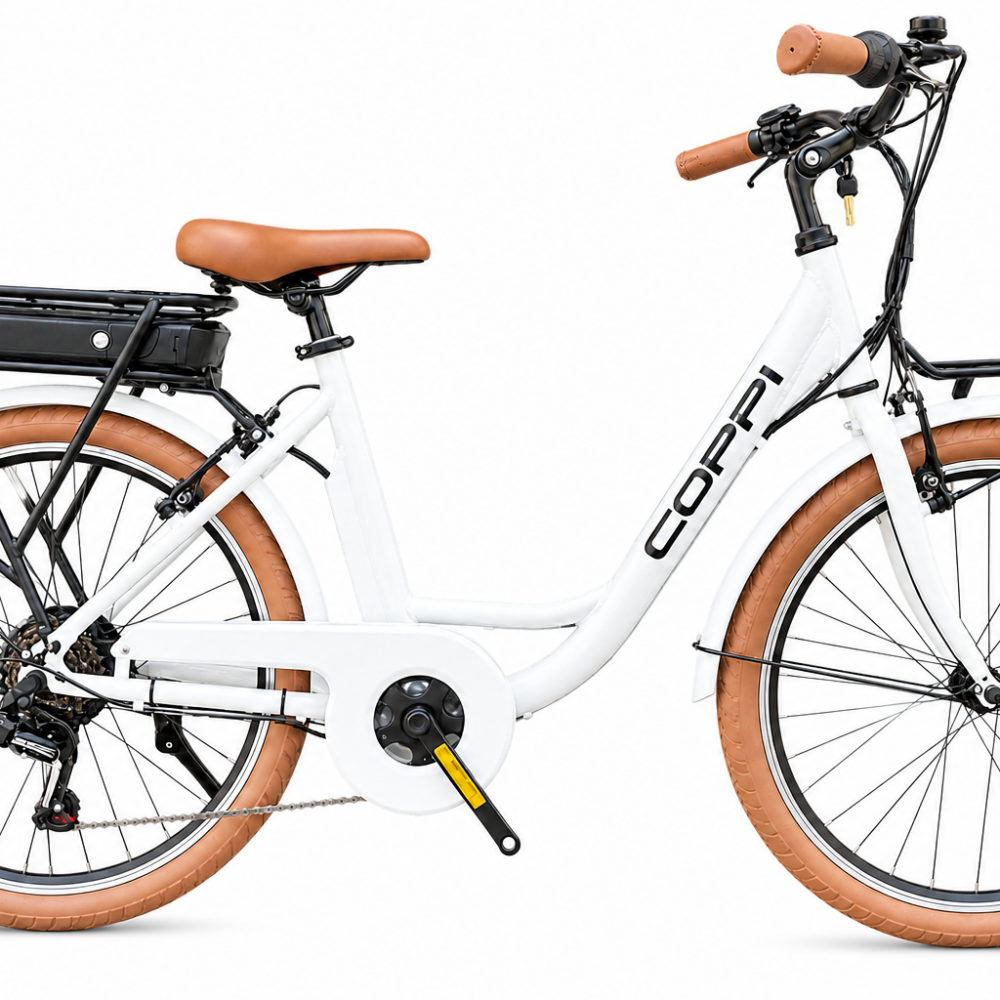 Bicicletta elettrica Coppi 24 pollici bianca con batteria 36V 7,8Ah