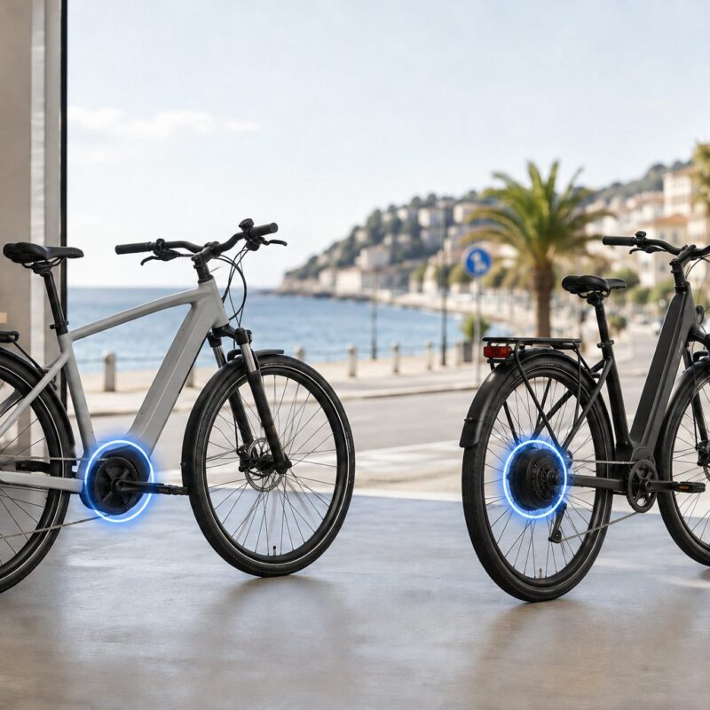 Due e-bike a confronto con motore centrale e motore nel mozzo posteriore