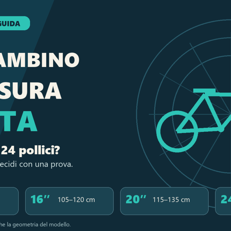 Bici bambino: misure indicative delle ruote da 14, 16, 20 e 24 pollici
